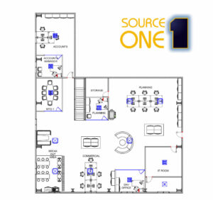 Line drawing, floor plan enables space planning