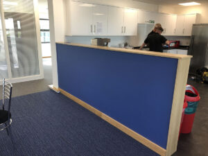 10. Half height wall for kitchen breakout area