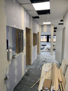 12. New offices tape and jointed with doors hung
