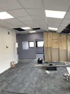 9. New partitions insulated and boarded
