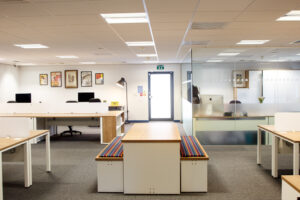 Meeting bench and stools