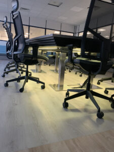 Table with clear LED lighting