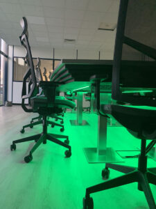 Table with green LED lighting
