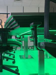 Table with green LED lighting