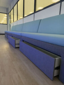 Soft furniture with storage drawers