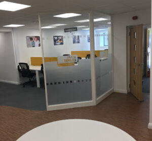 Glass wall partitions with manifestations