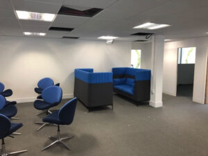 Meeting pods and chairs