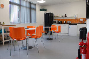 Office kitchen and seating area