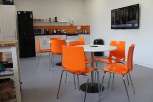 Office kitchen and seating area