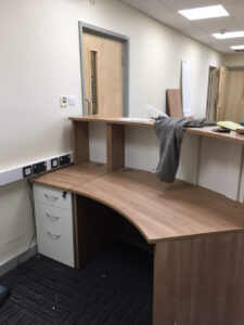 School reception area, work in progress