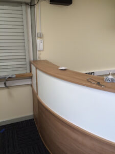 School reception area, work in progress