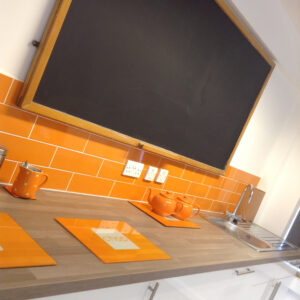 Brightly coloured kitchen
