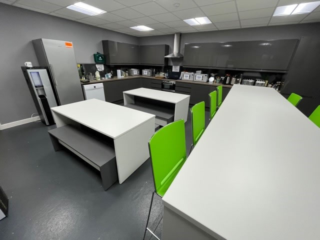 Revitalised office kitchen and breakout area. Sicon, Bury St Edmunds