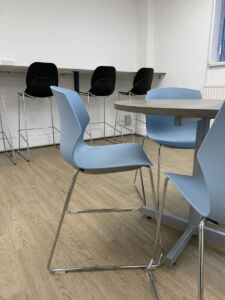 Office breakout space, breakout chairs