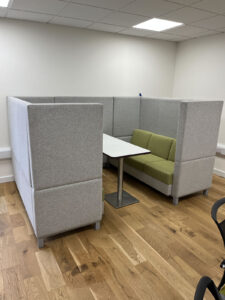 Meeting booth before reupholstery