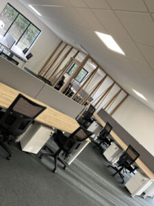 Bench desking, chairs and returns