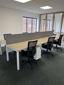 Bench desking, chairs and returns
