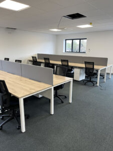 Bench desking, chairs and returns