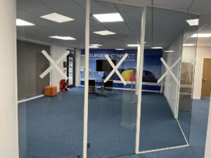Glass partitions installed