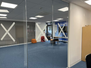 Glass partitions installed