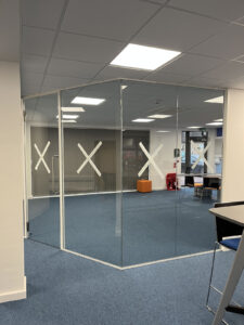 Glass partitions installed