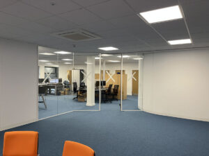 Glass partitions installed