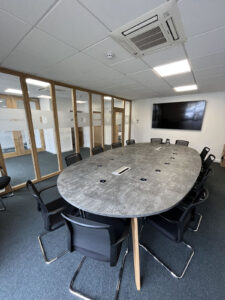 Concrete effect boardroom table