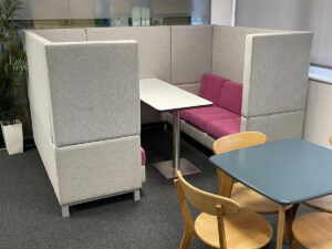 Meeting booth and reupholstered