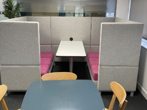 Meeting booth and reupholstered