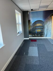 New flooring and wall graphics. Lindner Prater refurbishment