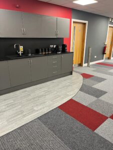 Completed kitchen and flooring. Lindner Prater refurbishment