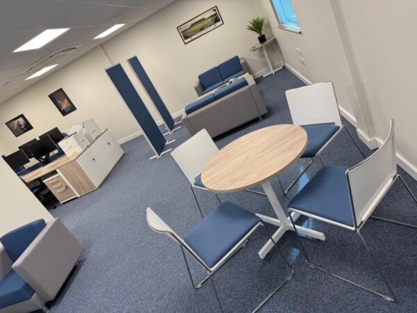 Refurbished meeting room with updated lighting, flooring and data installation