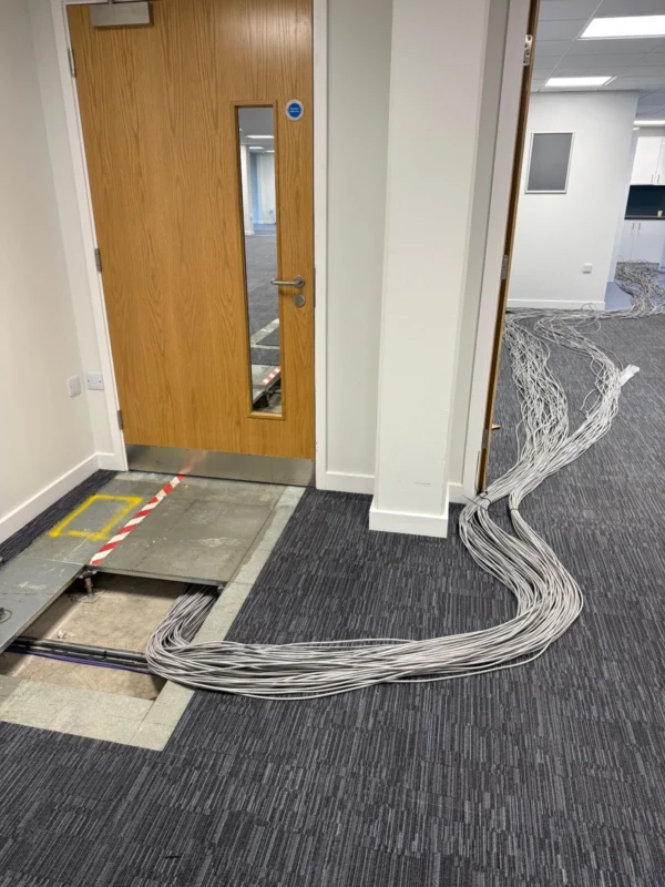 Underfloor cabling work in progress